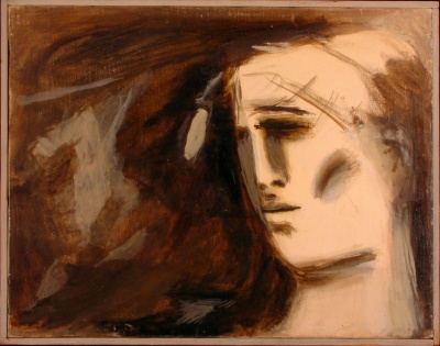 volto di donna<br>olio su tavola<br>35x45   01-1960<br>
				(245)