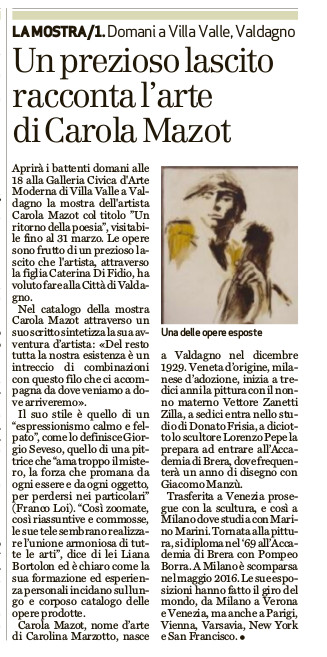 Il giornale di Vicenza 16-3-2018 - Vera Molinari